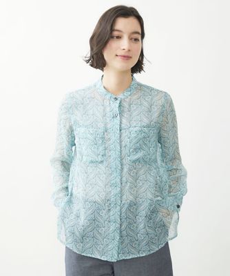 ＜GIANNI LO GIUDICE(Women/小さいサイズ)＞［洗える／日本製］更紗ドビーシフォンブラウス