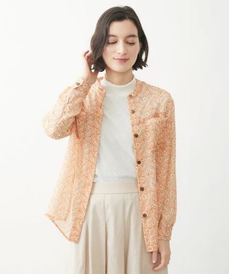 [洗える・日本製]更紗ドビーシフォンブラウス Maison de CINQ｜[洗える/日本製]更紗ドビーシフォンブラウス