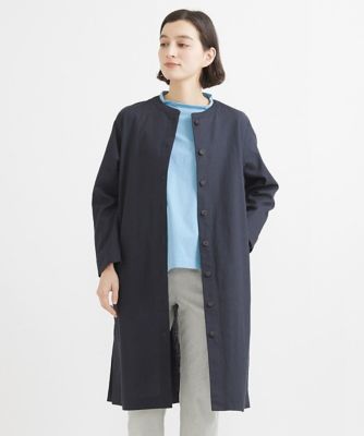 ［洗える］綿麻シュリンクチュニックブラウス
