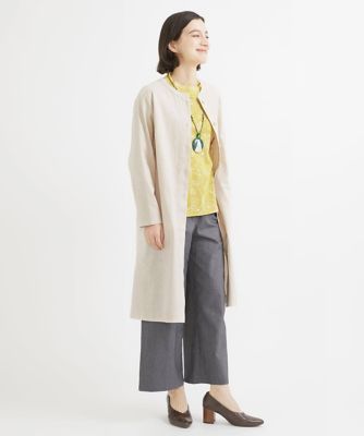 ［洗える］綿麻シュリンクチュニックブラウス