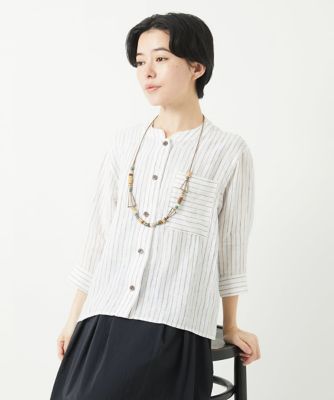 ＜GIANNI LO GIUDICE(Women/小さいサイズ)＞リネンストライプシャツブラウス