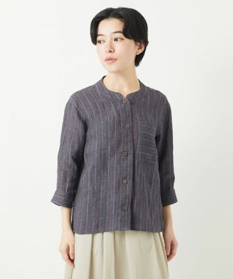 リネンストライプシャツブラウス