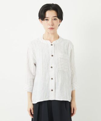 リネンストライプシャツブラウス