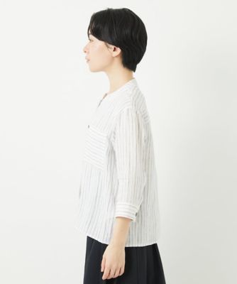 リネンストライプシャツブラウス