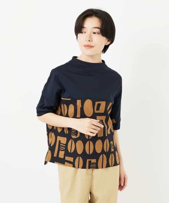 コーヒービーンズプリントブラウス