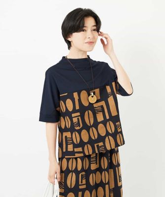 コーヒービーンズプリントブラウス