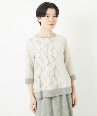 レーヨンリネンエンブロイダリーブラウス