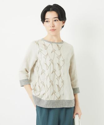 レーヨンリネンエンブロイダリーブラウス