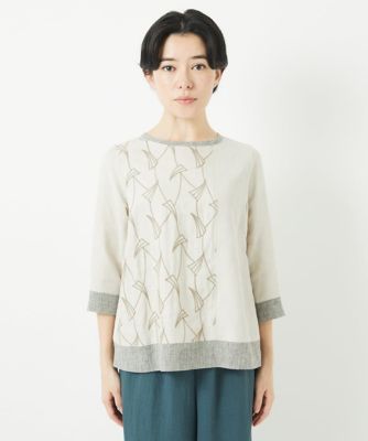 レーヨンリネンエンブロイダリーブラウス