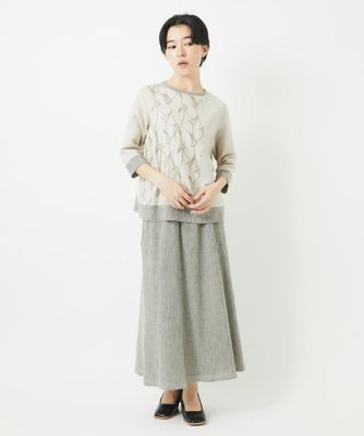 レーヨンリネンエンブロイダリーブラウス
