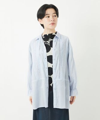 コットンボイル襟付きデザインシャツ
