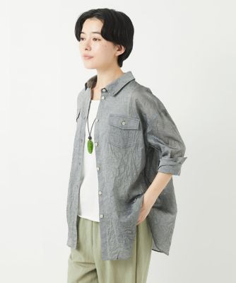 先染めボイルワッシャーブラウス