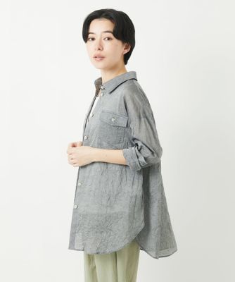 先染めボイルワッシャーブラウス
