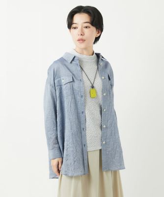先染めボイルワッシャーブラウス