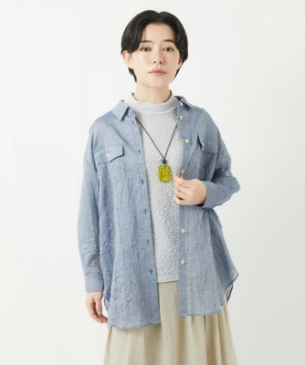 先染めボイルワッシャーブラウス