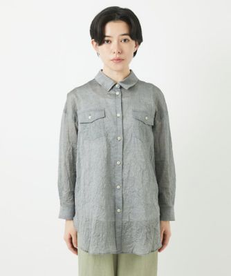 先染めボイルワッシャーブラウス