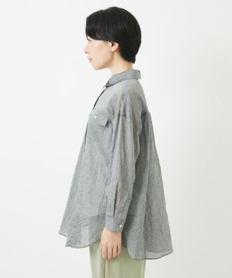 先染めボイルワッシャーブラウス
