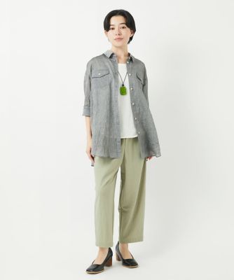 先染めボイルワッシャーブラウス
