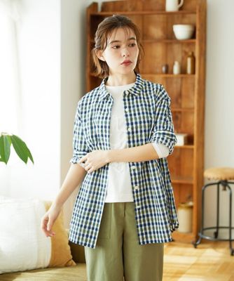塩縮ギンガムチェックチュニックブラウス | GIANNI LO GIUDICE(Women