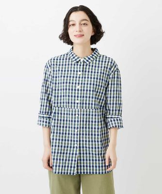 塩縮ギンガムチェックチュニックブラウス | GIANNI LO GIUDICE(Women