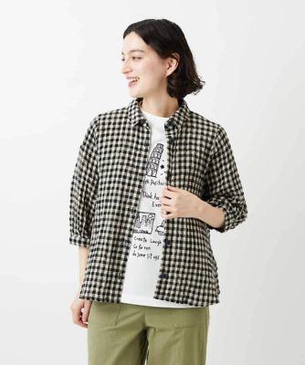 セットアップ対応］リネンコットンギンガムチェックブラウス | GIANNI