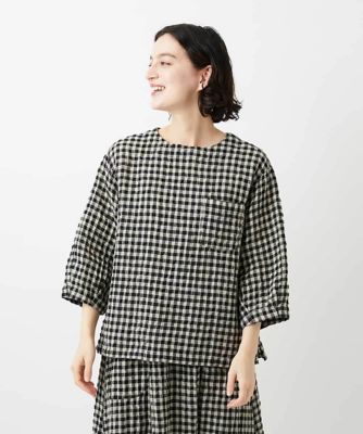 ＜GIANNI LO GIUDICE(Women/小さいサイズ)＞［セットアップ対応］リネンコットンギンガムチェックブラウス