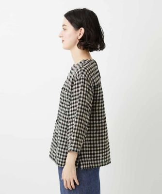 セットアップ対応］リネンコットンギンガムチェックブラウス | GIANNI