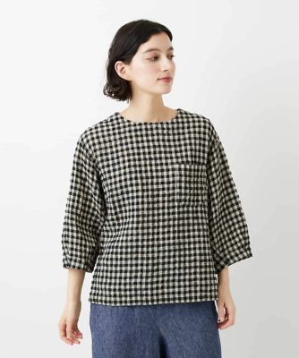 セットアップ対応］リネンコットンギンガムチェックブラウス | GIANNI