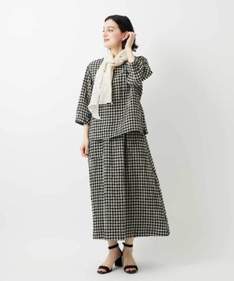セットアップ対応］リネンコットンギンガムチェックブラウス | GIANNI