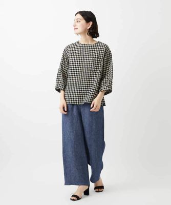 セットアップ対応］リネンコットンギンガムチェックブラウス | GIANNI