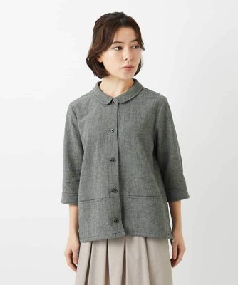 新品・未使用　自由区　ブラウス　千鳥格子　サイズ46 千鳥格子柄リネンコットンブラウス | GIANNI LO GIUDICE(Women/小さい