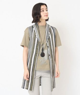＜GIANNI LO GIUDICE(Women/小さいサイズ)＞リネンランダムストライプロングジレ