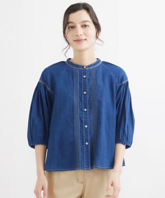 袖コンシャスデニムブラウス