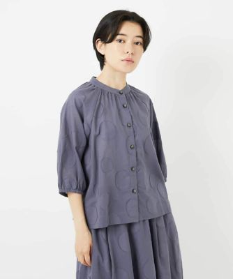 タクシーを呼んで》シノワズリジャガードブラウス-Navy – Tnewties