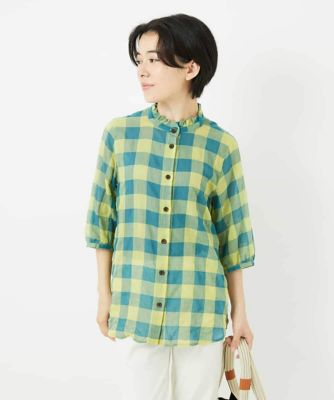 ＜GIANNI LO GIUDICE(Women/小さいサイズ)＞シャーリングチェックシャツブラウス