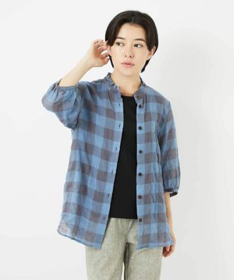 シャーリングチェックシャツブラウス | GIANNI LO GIUDICE(Women