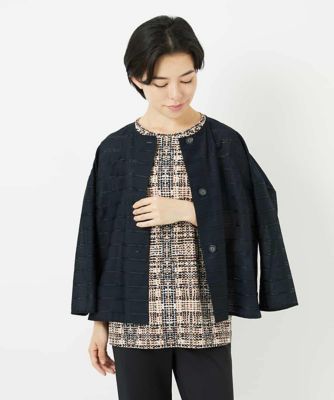 GIANNI LO GIUDICE(Women/小さいサイズ)/ジャンニロジュディチェ ボーダー柄ノーカラーブラウス羽織
