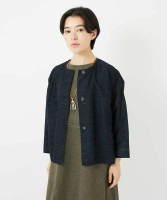 PISANO ネイビー 刺繍ジャガード織りブラウス　羽織　3L PISANO ネイビー 刺繍ジャガード織りブラウス 羽織 3L