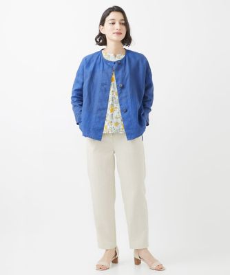 リネンビッグドットプリントブラウス