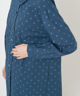 ［日本製］東炊き水玉柄ロングブラウス