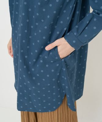 ［日本製］東炊き水玉柄ロングブラウス