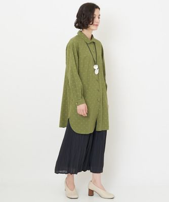 ［日本製］東炊き水玉柄ロングブラウス
