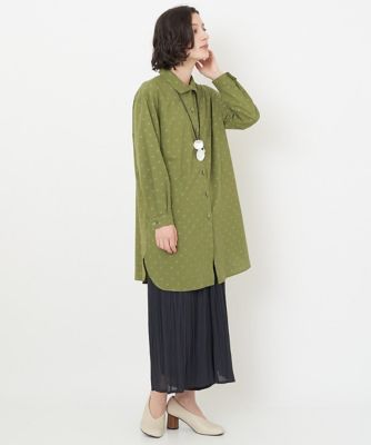 ［日本製］東炊き水玉柄ロングブラウス