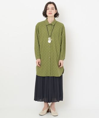 ［日本製］東炊き水玉柄ロングブラウス