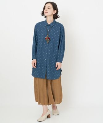 ［日本製］東炊き水玉柄ロングブラウス