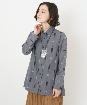 ＜GIANNI LO GIUDICE(Women/小さいサイズ)＞キューブドビー柄前開きシャツブラウス