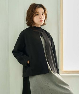 美品✨23区 ノーカラーショートコート ウール混 ショート丈 黒 38 セットアップ対応］ショート丈ノーカラーコート | GIANNI LO GIUDICE