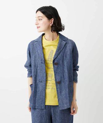 ＜GIANNI LO GIUDICE(Women/小さいサイズ)＞［セットアップ対応］デニム調リネンジャケット