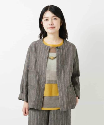 セットアップ対応］リネンステッチストライプジャケット | GIANNI LO