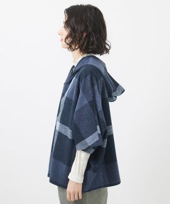 デニムライクチェック柄ポンチョ